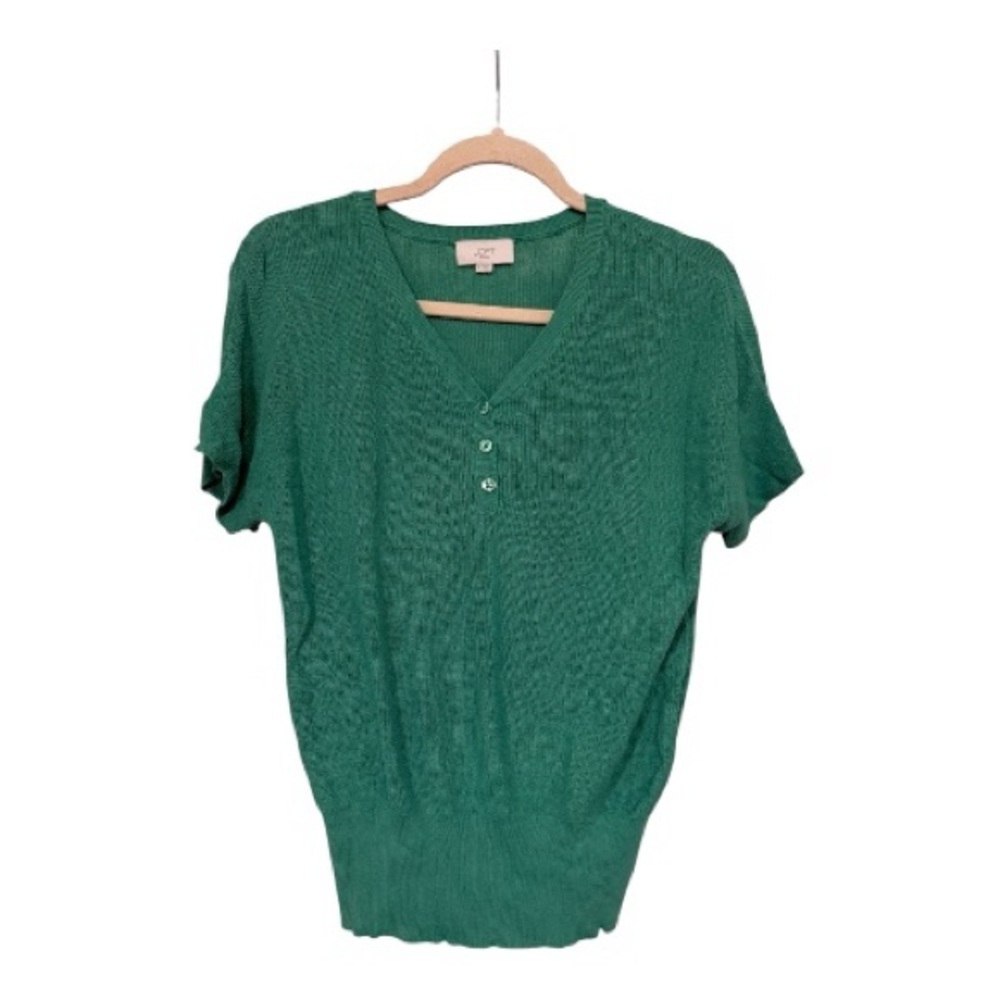 LOFT Outlet | Green Short Sleeve V-Neck​​